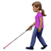 👩🏽‍🦯 woman with white cane: medium skin tone display on Apple